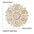 Hollow Rhinestone Flower Brooch Gold Silver Blue Brown Pin view 6