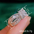 Silver Tone Pavé Bow Ring with Clear Stone Accents view 4