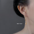 Gold Irregular Long Teardrop Wave Fishhook Drop Earrings view 2
