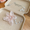 Pink Organza Flower and Pearl Strand Necklace Statement Jewelry Design view 6
