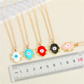 Gold Tone Hamsa Hand Evil Eye Pendant Necklaces in Five Colors view 2