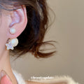 Gold Tone Pearl And Crystal Star Drop Stud Earrings view 4