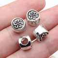 10.4x9.6x8.3mm 2.2g Antique Silver Zinc Alloy Vintage Pattern Large Hole Spacer Beads for DIY Jewelry Making