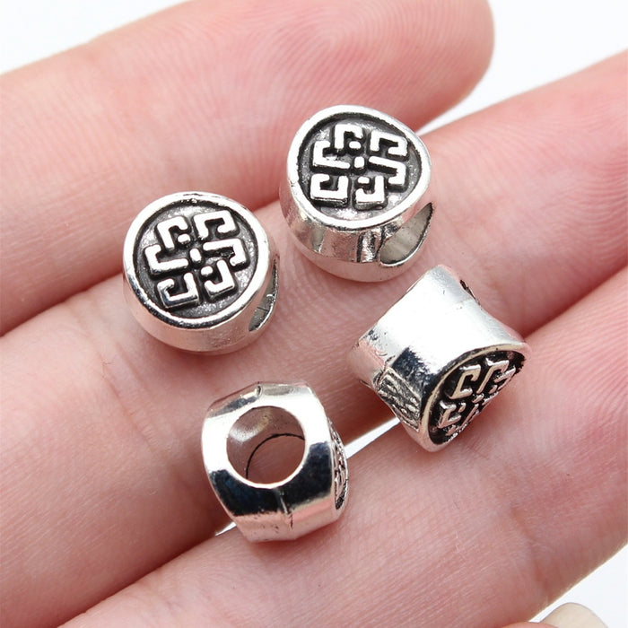 Endless Knot Silver Tone Large Hole Spacer Beads For Jewelry Making