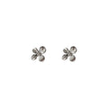 Silver Mini Four Petal Flower Stud Earrings Crystal Centers view 5
