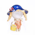 Umbrella Girl Enamel Brooch in Detailed Metal and Crystal Design view 6