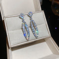 Open Oval Crystal Necklace and Drop Earrings in Silver Tone view 6