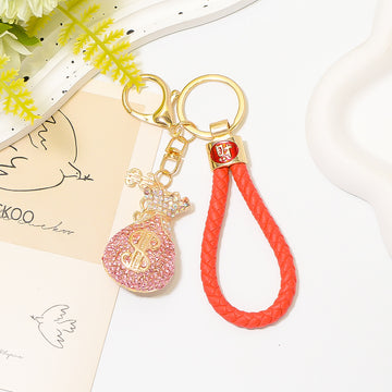 Crystal Money Bag Keychains with Colorful Braided Cord Options