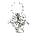 Sewing Tool Charm Keychain With Scissors, Tape Measure And Machine view 5