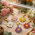 Enamel Daisy Flower Charm Gold Lobster Clasp Five Colors view 4
