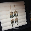 Pearl and Smoky Crystal Tiered Chandelier Earrings view 2
