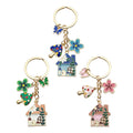 Pink Blue and Green Mushroom House Butterfly Keychain Collection view 5