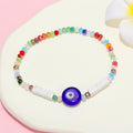 Faceted Bead Evil Eye Stretch Bracelets in Red and Random Colors view 2