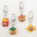 Silver Tone Capybara Food Figure Clip Keychains in Four Designs view 5