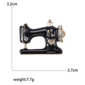 Black Vintage Sewing Machine Brooch Pin with Gold Details view 5