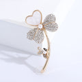 Crystal Clover Brooch with Shell Heart and Bee Accent view 7