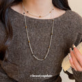Gold Tone Beaded Long Strand Necklace Statement Fashion Jewelry view 3