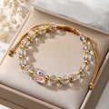 Faceted Clear Bead and Gold Tone Evil Eye Cord Bracelets view 9