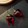 Dripping Anatomical Heart Drop Earrings in Six Color and Hook Finishes view 4