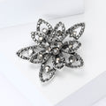 Layered Openwork Flower Brooch With Black Gray Crystals view 2