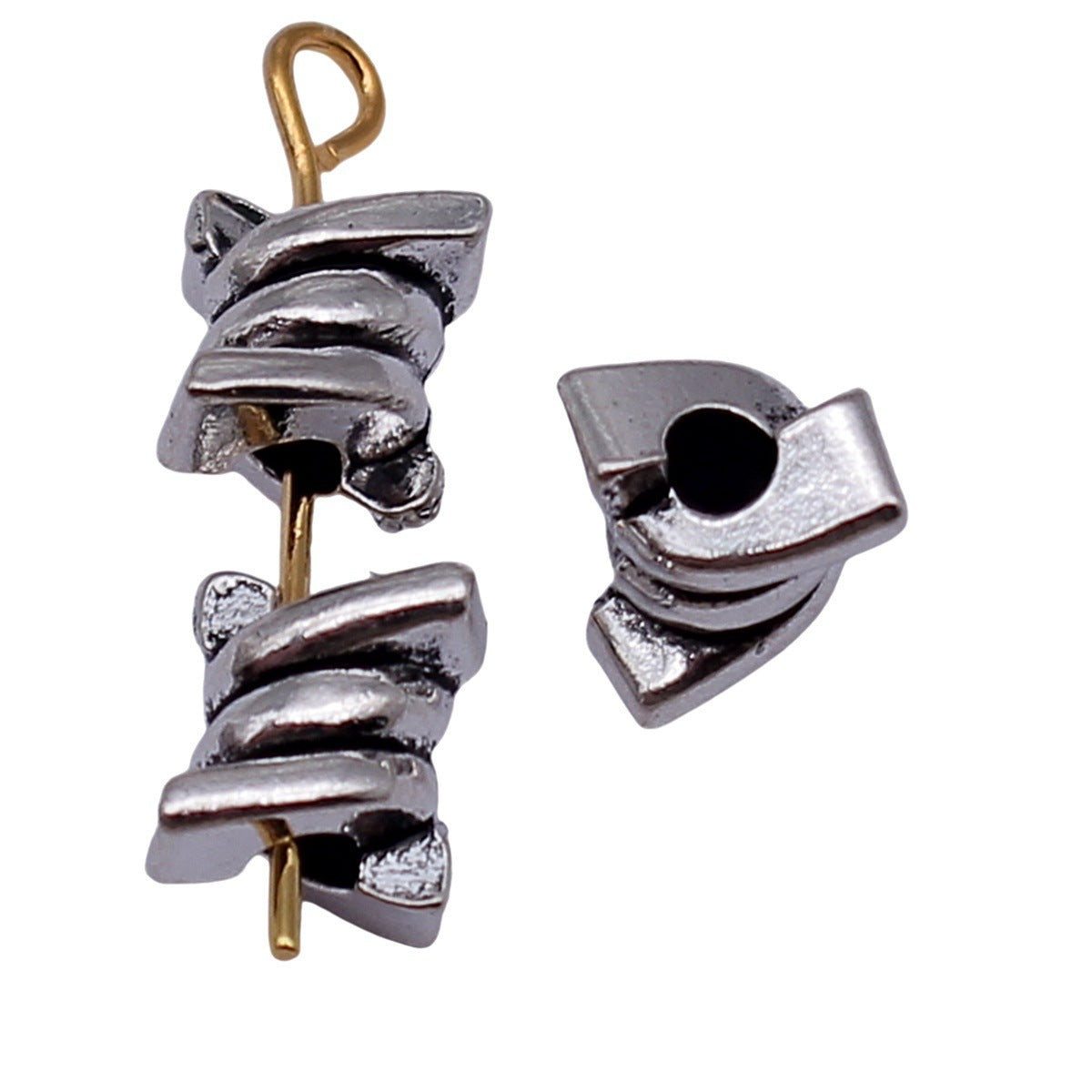 7.8x6.8x5.9mm 0.79g Antique Silver Zinc Alloy Twisted Rope Spiral Small Hole Beads for DIY Jewelry Making