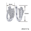 Silver Triple Row Clear CZ Curved Hoop Earrings Pair view 5
