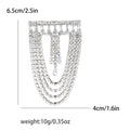 Rectangular Crystal Bar Brooch With Layered Chain Fringe view 7