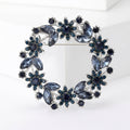 Open Floral Crystal Wreath Brooch in Red Blue or Pink view 7