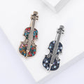 Jeweled Violin Brooch in Multicolor and Blue Designs view 1