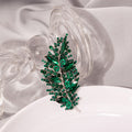 Crystal Rhinestone Leaf Brooch Pins Red and Green Metal Alloy view 2