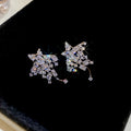 Silver Tone Crystal Floral Cluster Drop Earrings Metal Tone Jewelry view 7