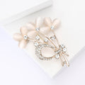 Pink Floral Bouquet Brooch with Crystal Bow and Leaves view 3
