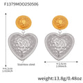 Hammered Heart Drop Earrings Gold Steel Mixed Tones view 7