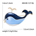 Gold Tone Blue Enamel Whale Brooch Cartoon Ocean Pin view 6
