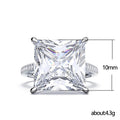 Silver Tone Square Cut Clear Stone Double Row Statement Ring view 5