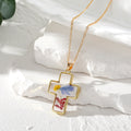 Gold Tone Pressed Flower Resin Pendant Necklaces in Eleven Shapes view 11