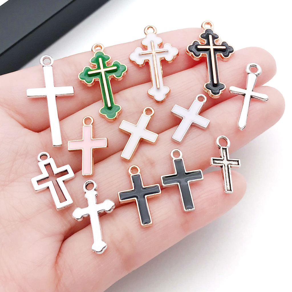 Enamel Zinc Alloy Cross Charm Pendant for DIY Punk Earrings Necklace Bracelet Jewelry