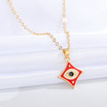 Gold Tone Diamond Shaped Enamel Evil Eye Necklaces in Five Colors view 7