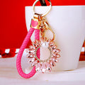 Crystal Sunflower Keychains in Yellow Pink and Braided Loop Options view 2