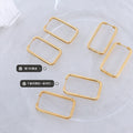Hollow Rectangular Square Geometric Hoop Stud Earrings Metal view 2