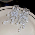 Silver Tone Chandelier Earrings With Crystal And Pearl Drops view 7
