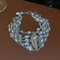 Multi Layer Oval Crystal Lip Charm Bracelets Gold Silver view 7