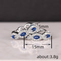 Silver Tone Blue Marquise Stone Huggie Hoop Earrings view 4