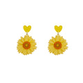 Acrylic Sunflower Heart Stud Drop Earrings Blue Pink Glitter view 5