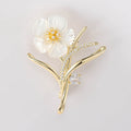 White Shell Flower Branch Brooch with Crystal Buds view 4