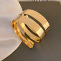Wide Multi Band Open Metal Cuff In Gold Tone Or Silver Tone view 6