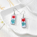 White Rectangular Pressed Flower Drop Earrings in Twelve Designs view 5