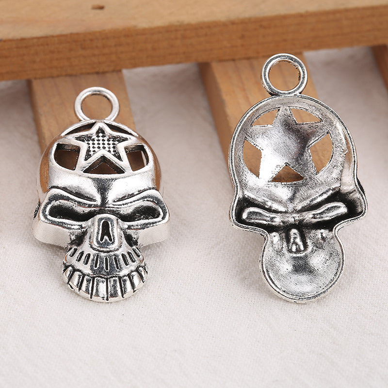 Alloy Skull Charm Pendant for Necklace 37x20mm