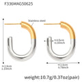 Geometric C-Shape Hoop Earrings Stainless Steel Gold Silver view 8