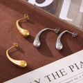 Smooth Teardrop Drop Stud Earrings Gold and Silver view 3